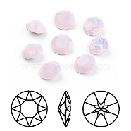 Pointed Back & Back Plated K9 Glass Rhinestone Cabochons, Grade A, Faceted, Flat Round, Rose Water Opal, 10x5mm(X-RGLA-J012-10mm-395)