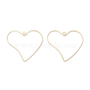 Rack Plating Brass Open Back Bezel Pendants, Long-Lasting Plated, Cadmium Free & Lead Free, Hollow Heart, Real 14K Gold Plated, 36x40.5x1mm, Hole: 2.3mm(KK-D069-02G-RS)