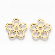 201 Stainless Steel Filigree Joiners, Flower, Golden, 16x16.5x1mm, Hole: 2.5mm(X-STAS-S079-113G)