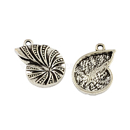 Tibetan Style Alloy Conch Shell Pendants, Cadmium Free & Lead Free, Antique Silver, 23x16x3.5mm, Hole: 2mm, about 217pcs/500g(TIBEP-Q043-224-RS)