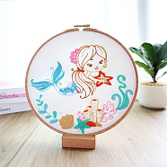 Mermaid Pattern DIY Embroidery Kit, including Embroidery Needles & Thread, Cotton Linen Cloth, White, 290x290mm(DIY-P077-127)