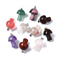 Natural & Synthetic Gemstone Pendants, with Stainless Steel Snap On Bails, Mushroom Shaped, 24~25x16mm, Hole: 5x3mm(G-N0325-10)