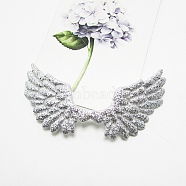 Cloth Embossing Wings, with Glitter Powder, Decorate Accessories, Silver, 30x75x1mm(FIND-PW0001-031J)