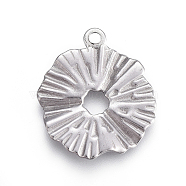 304 Stainless Steel Pendants,  Floral, Stainless Steel Color, 20x18x1mm, Hole: 1.6mm(STAS-I117-10P)