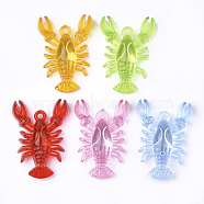 Transparent Acrylic Pendants, Lobster, Mixed Color, 48.5x34.5x12.5mm, Hole: 3mm(X-TACR-S149-02)