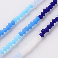 Opaque 7 Colors Frosted Glass Beads Strands, Faceted Rondelle, Mixed Color, 3x2.5mm, Hole: 0.6mm, about 196~210pcs/strand, 17.32 inch~19.02 inch(44cm~48.3cm)(X-FGLA-T002-02A-A04)