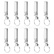 10Pcs Stainless Steel Keychain with Security Belt Clip, Stainless Steel Color, 77mm(STAS-UN0046-49)