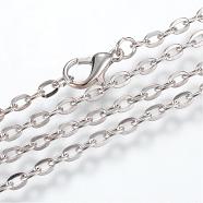 Iron Cable Chains Necklace Making, with Lobster Clasps, Unwelded, Platinum, 23.6 inch(60cm)(MAK-R013-60cm-P)