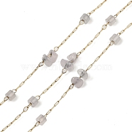 Ion Plating(IP) 316 Surgical Stainless Steel Chains, with Natural Rose Quartz, with Spool, Soldered, 2.5x0.9x0.2mm(AJEW-Q153-01O)