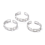 304 Stainless Steel Finger Rings, Cuff Rings, Long-Lasting Plated, Cable Chain Shape, Stainless Steel Color, US Size 7 3/4(17.9mm), 4mm(RJEW-L102-14P)