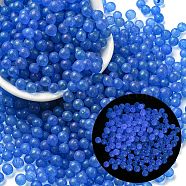Luminous Glow in the Dark Transparent Glass Round Beads, No Hole/Undrilled, Royal Blue, 5mm, about 2800Pcs/bag(GLAA-F124-B06)