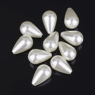 ABS Plastic Imitation Pearl, teardrop, Creamy White, 16x10mm, Hole: 1mm, about 600pcs/pound(MACR-G003-1)