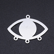201 Stainless Steel Chandelier Component, Laser Cut, Eye, Stainless Steel Color, 22.5x31.5x1mm, Hole: 1.5mm(STAS-S105-T921-1)