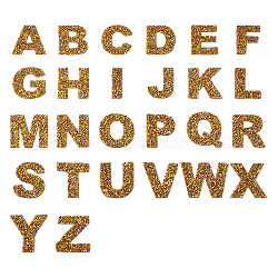 Alphabet Rhinestone Patches, Iron/Sew on Appliques, Costume Accessories, for Clothes, Bag Pants, Shoes, Cellphone Case, Gold, 54~60x17~69x2.5mm, 26pcs/set(FW-TAC0001-01F)