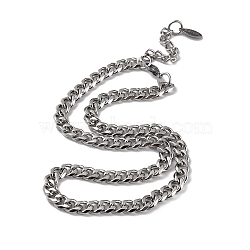 304 Stainless Steel Diamond Cut Cuban Link Chain Necklace, Stainless Steel Color, 16.14 inch(41cm)(NJEW-D045-09P)