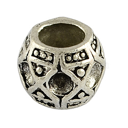 Rondelle Alloy European Bead Rhinestone Cabochon Settings, Tibetan Style, Lead Free , Antique Silver, 9x11mm, Hole: 5mm, about 476pcs/1000g, fit for 3mm rhinestone(MPDL-7698-AS-RS)