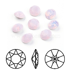 Pointed Back & Back Plated K9 Glass Rhinestone Cabochons, Grade A, Faceted, Flat Round, Rose Water Opal, 10x5mm(X-RGLA-J012-10mm-395)