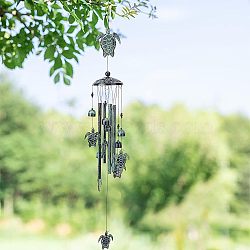 Alloy Wind Chime, Turtle Iron Pendant Decorations, with Aluminum Tube and Polyester Cord, Plastic Beads, Gunmetal & Green Patina, 962x113mm(HJEW-WH0036-33)