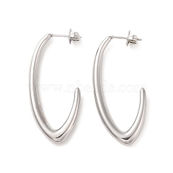 304 Stainless Steel Stud Earrings for Women, Stainless Steel Color, 41x4mm(EJEW-L272-019P)