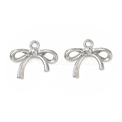 Alloy Pendants, Bowknot Charms, Rack Plating, Cadmium Free & Lead Free, Platinum, 15x17x4mm, Hole: 1.6mm(AL-CBA5609-03P)