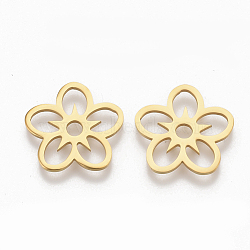 201 Stainless Steel Filigree Joiners, Flower, Golden, 16x16.5x1mm, Hole: 2.5mm(X-STAS-S079-113G)