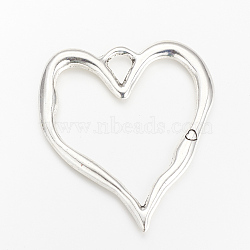 Tibetan Style Alloy Big Pendants, Hollow Heart, Cadmium Free & Lead Free, Antique Silver, 76x67x3.5mm, Hole: 9x11.5mm, about 40pcs/1000g(TIBE-S303-41AS-RS)