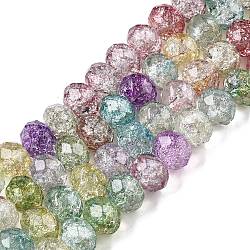 Transparent Glass Beads Strands, Faceted(32 Facets), Rondelle<P>Please Note: Because these beads are made in different batches, the color could be slightly different from one batch of beads to the next, Colorful, 4x3.5mm, Hole: 0.8mm, about 115~120pcs/strand, 16.54~17.4''(42~43.5cm)(X-GLAA-T023-4mm-A15)