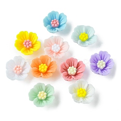 Opaque Resin Cabochons, Flower, Mixed Color, 14.5x15x6mm(RESI-E039-07)