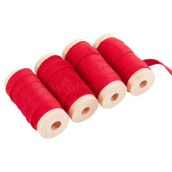 Velvet Ribbon, for Bowknot Making, Flat, Crimson, 3/8 inch(10mm), about 4.92 Yards(4.5m)/Roll(OCOR-WH0060-71D)