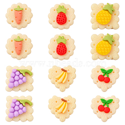 60Pcs 6 Style Opaque Resin Decoden Cabochons, Imitation Food, Cookies, Light Yellow, 20~22x20~22x6~7.3mm, 10pcs/style(CRES-CJ0001-50)