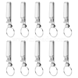 10Pcs Stainless Steel Keychain with Security Belt Clip, Stainless Steel Color, 77mm(STAS-UN0046-49)