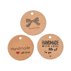 100Pcs Paper Word Printed Gift Tags, Round, BurlyWood, 3x0.04cm(CDIS-H007-03A)