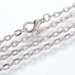 Iron Cable Chains Necklace Making, with Lobster Clasps, Unwelded, Platinum, 23.6 inch(60cm)(MAK-R013-60cm-P)