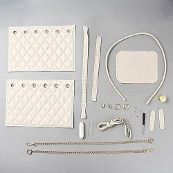 DIY Knitting Crochet PU Leather Bucket Bags, with PU Leather Bag Bottom, Shoulder Strap, Bag Lock, Flap Cover, Bag Buckles, Needle, Floral White, 182x267x4.5mm(DIY-WH0656-05B)