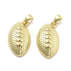 Brass Pendants, Rugby Charms, Real 18K Gold Plated, 19.5x11x4.5mm, Hole: 4.5x2.5mm(KK-U060-18G)