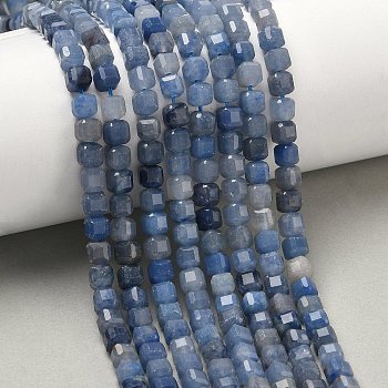 Natural Blue Aventurine Beads Strands, Faceted Table Cut Cube, Dyed & Heated, 5.5~6x5.5~6x5~5.5mm, Hole: 1mm, about 73pcs/strand, 14.96''(38cm)