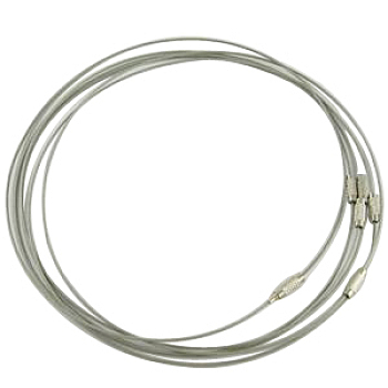 Steel Wire Bracelet Making, with Alloy Clasp, Gray, Size: about 1mm thick, 62mm inner diameter