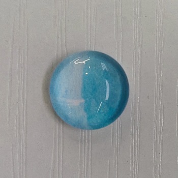 Glass Cabochons, Flat Round with Deer Pattern, Sky Blue, 12x4mm, 117pcs/bag