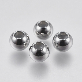 201 Stainless Steel Beads, with Rubber Inside, Slider Beads, Stopper Beads, Rondelle, Stainless Steel Color, 6x5mm, Hole: 1.5mm