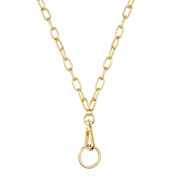 Aluminum Cable Chains Keychain, with Alloy Swivel Snap Clasps and Rings, Golden, 465mm