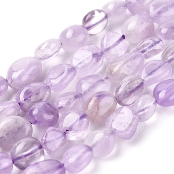 Natural Amethyst Beads Strands, Tumbled Stone, Nuggets, 5.5~10.5x5.5~7x2.5~6.5mm, Hole: 0.8mm, about 54pcs/strand, 15.94 inch(40.5cm)