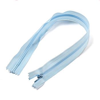 Garment Accessories, Nylon Zipper, Zip-fastener Components, Light Cyan, 40x2.5cm