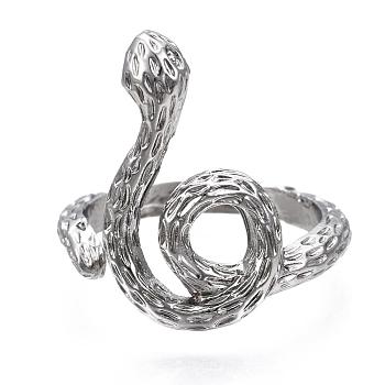 Snake Shape Rack Plating Alloy Cuff Rings, Open Rings, Cadmium Free & Lead Free, Platinum, US Size 7 3/4(17.9mm)