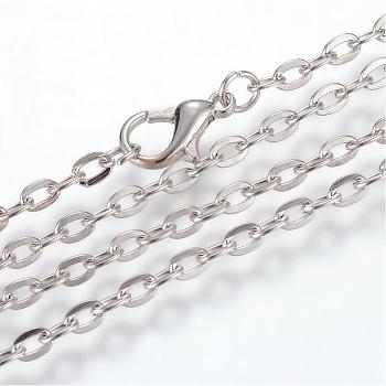 Iron Cable Chains Necklace Making, with Lobster Clasps, Unwelded, Platinum, 23.6 inch(60cm)