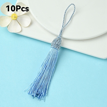 Polyester Tassel Big Pendant Decorations, Light Sky Blue, 145~175x10.5~12mm