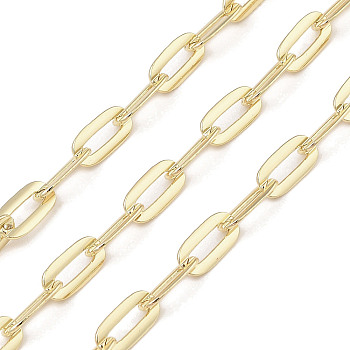 Rack Plating Brass Cable Chains, Unwelded, with Spool, Long-Lasting Plated, Cadmium Free & Lead Free, Real 18K Gold Plated, 13.5x6.5x1mm