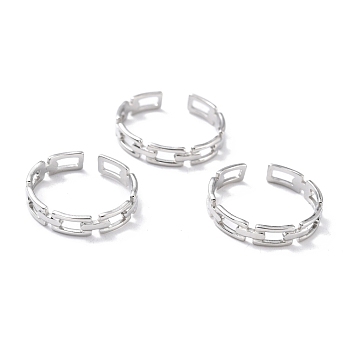 304 Stainless Steel Finger Rings, Cuff Rings, Long-Lasting Plated, Cable Chain Shape, Stainless Steel Color, US Size 7 3/4(17.9mm), 4mm
