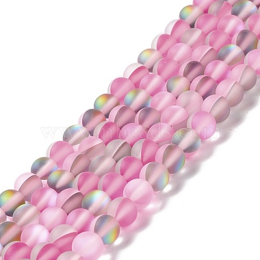 Hot Pink Round Moonstone Beads