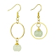 Natural Green Aventurine Pumpkin with Ring Dangle Earrings(EJEW-JE05509-03)-1