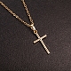 Real 18K Gold Plated Cross Brass Cubic Zirconia Pendant Necklaces(NJEW-EE0001-14A)-2